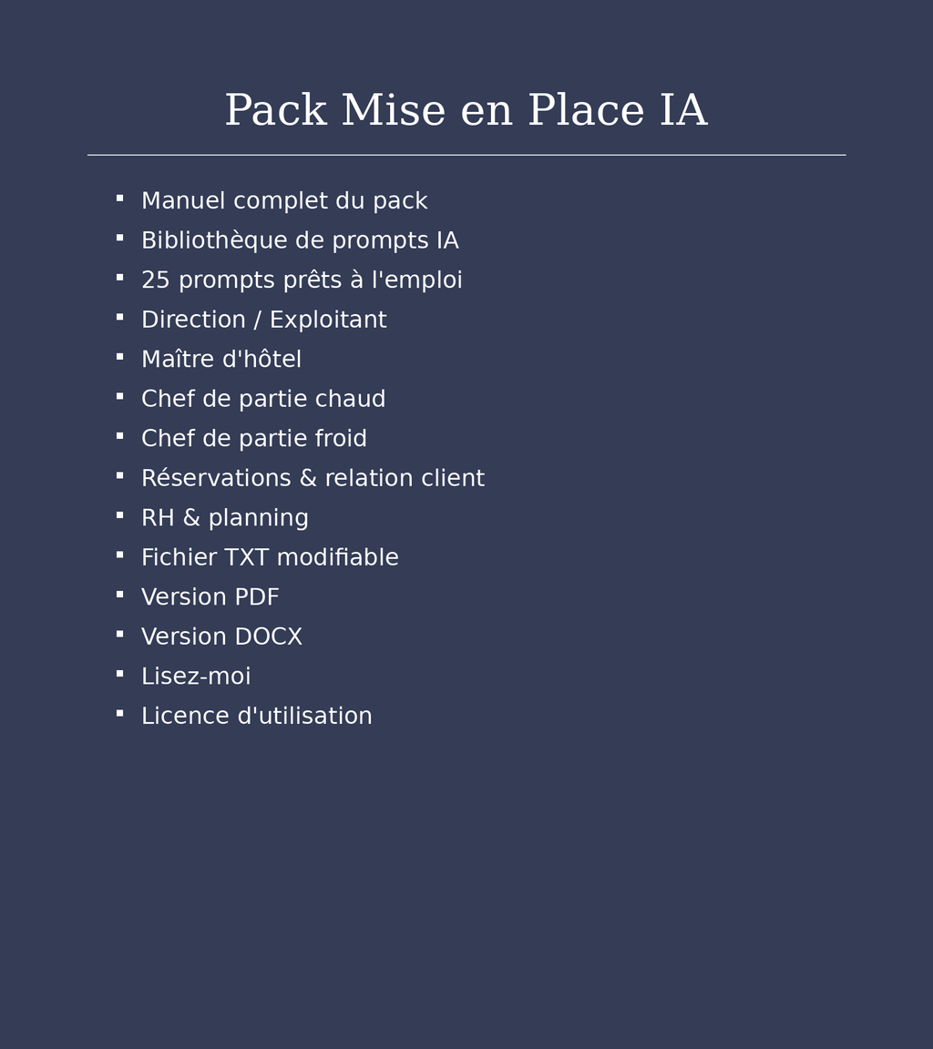 Pack Mise en Place IA